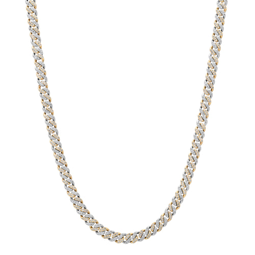 Alternating Two Tone Diamond Cuban Chain Link Necklace