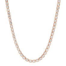 East West Emerald Cut Diamond Bezel Tennis Necklace