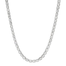 East West Emerald Cut Diamond Bezel Tennis Necklace