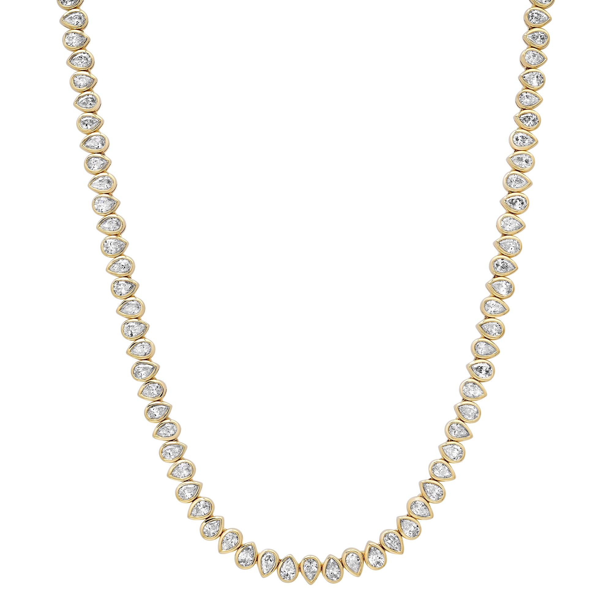 Alternating Bezel Set Diamond Pear Tennis Necklace