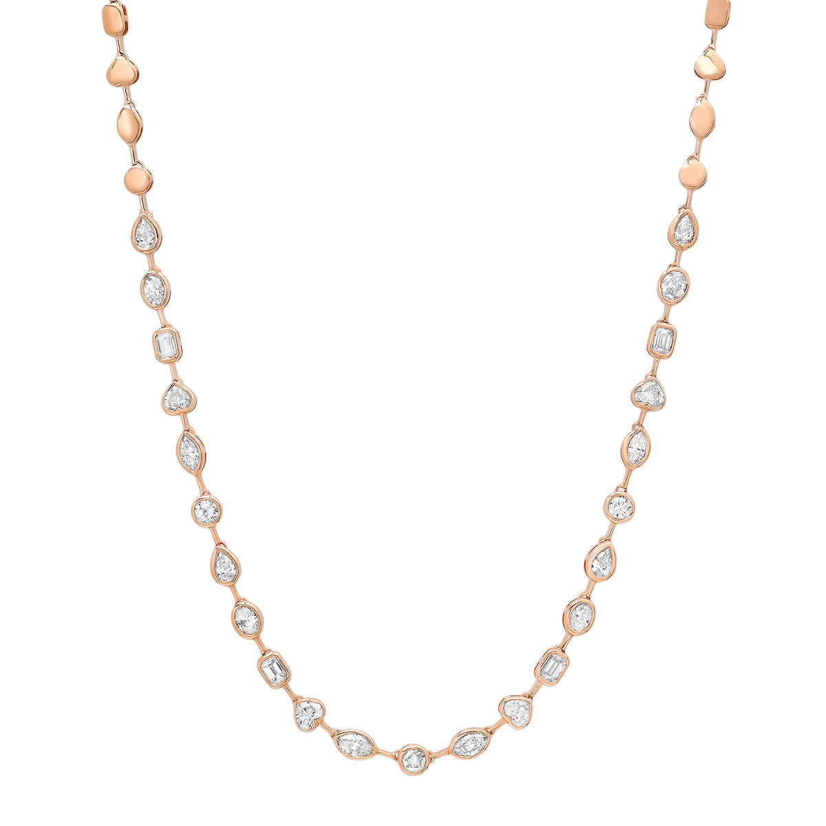 Segmented Mixed Shape Diamond Bezel 1/2 Tennis Necklace