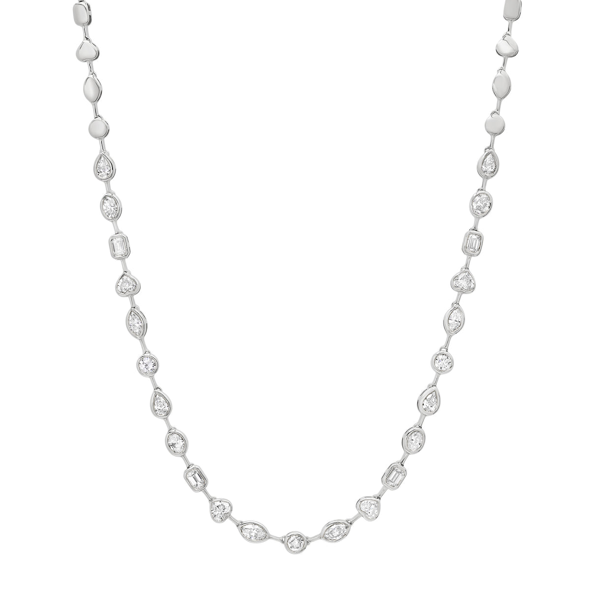 Segmented Mixed Shape Diamond Bezel 1/2 Tennis Necklace