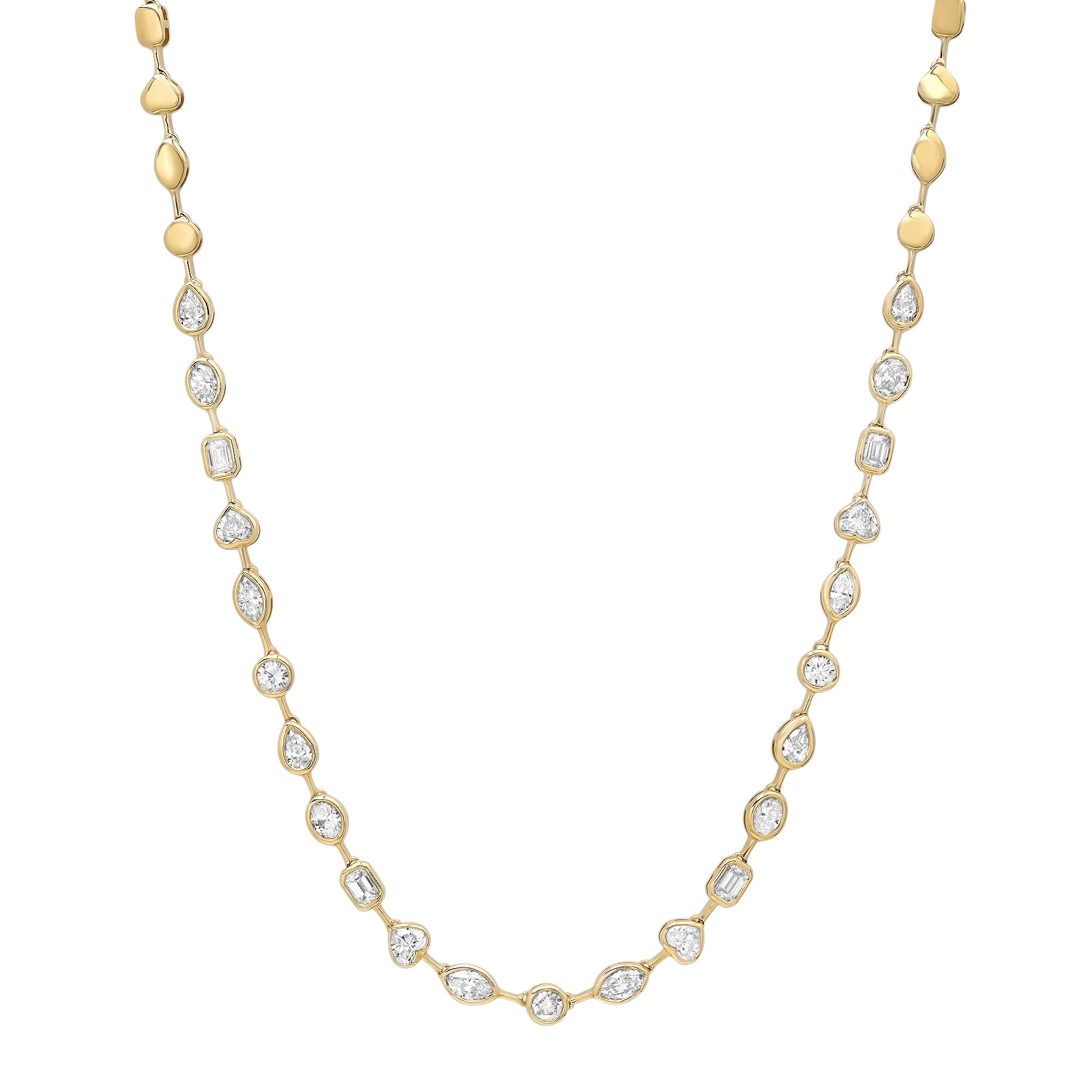 Segmented Mixed Shape Diamond Bezel 1/2 Tennis Necklace