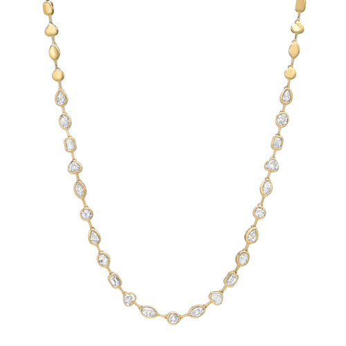 Segmented Mixed Shape Diamond Bezel 1/2 Tennis Necklace