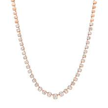 Graduated Bezel Set Emerald Cut Diamond 1/2 Tennis Necklace