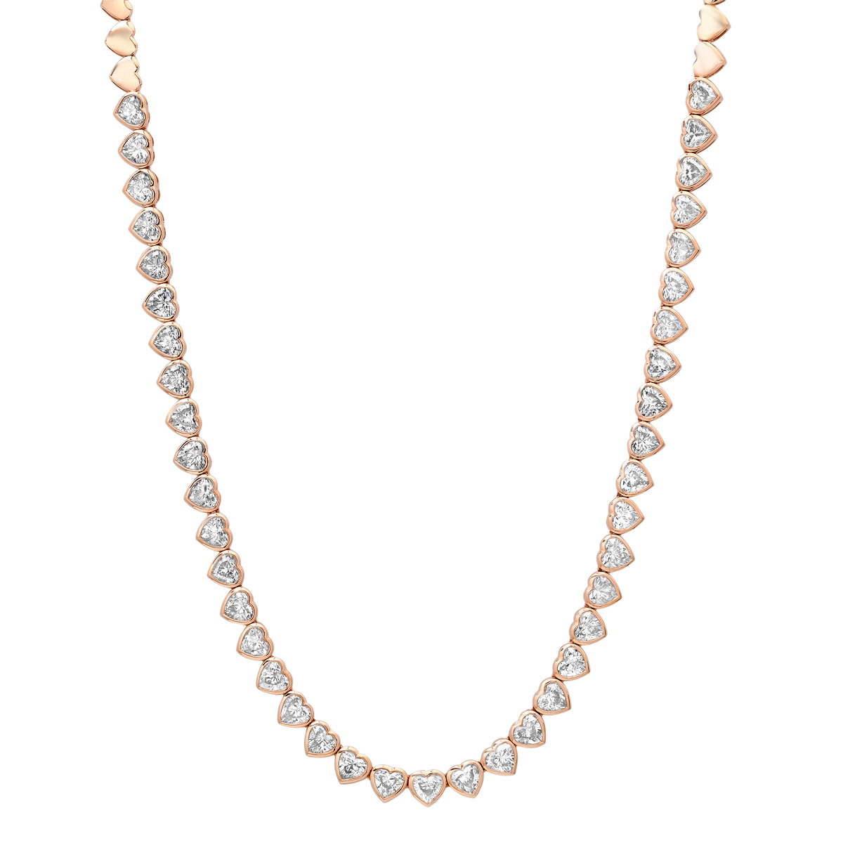 Amour Bezel Set Diamond Heart 1/2 Tennis Necklace