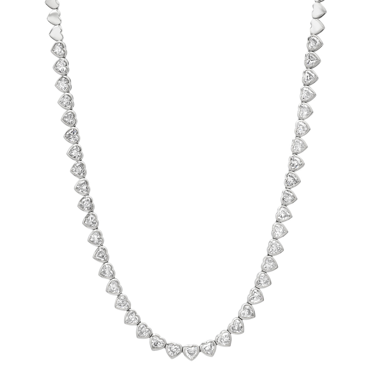 Amour Bezel Set Diamond Heart 1/2 Tennis Necklace
