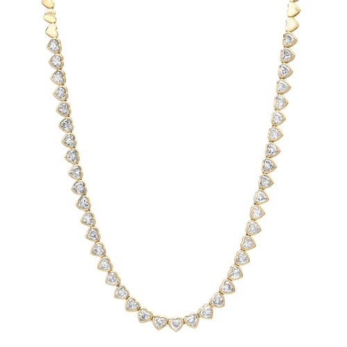 Amour Bezel Set Diamond Heart 1/2 Tennis Necklace
