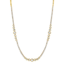 Alternating Graduated Bezel Set Diamond Rounds 1/2 Tennis Necklace