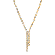 Double Drop Emerald Cut Diamond Tennis Lariat Necklace