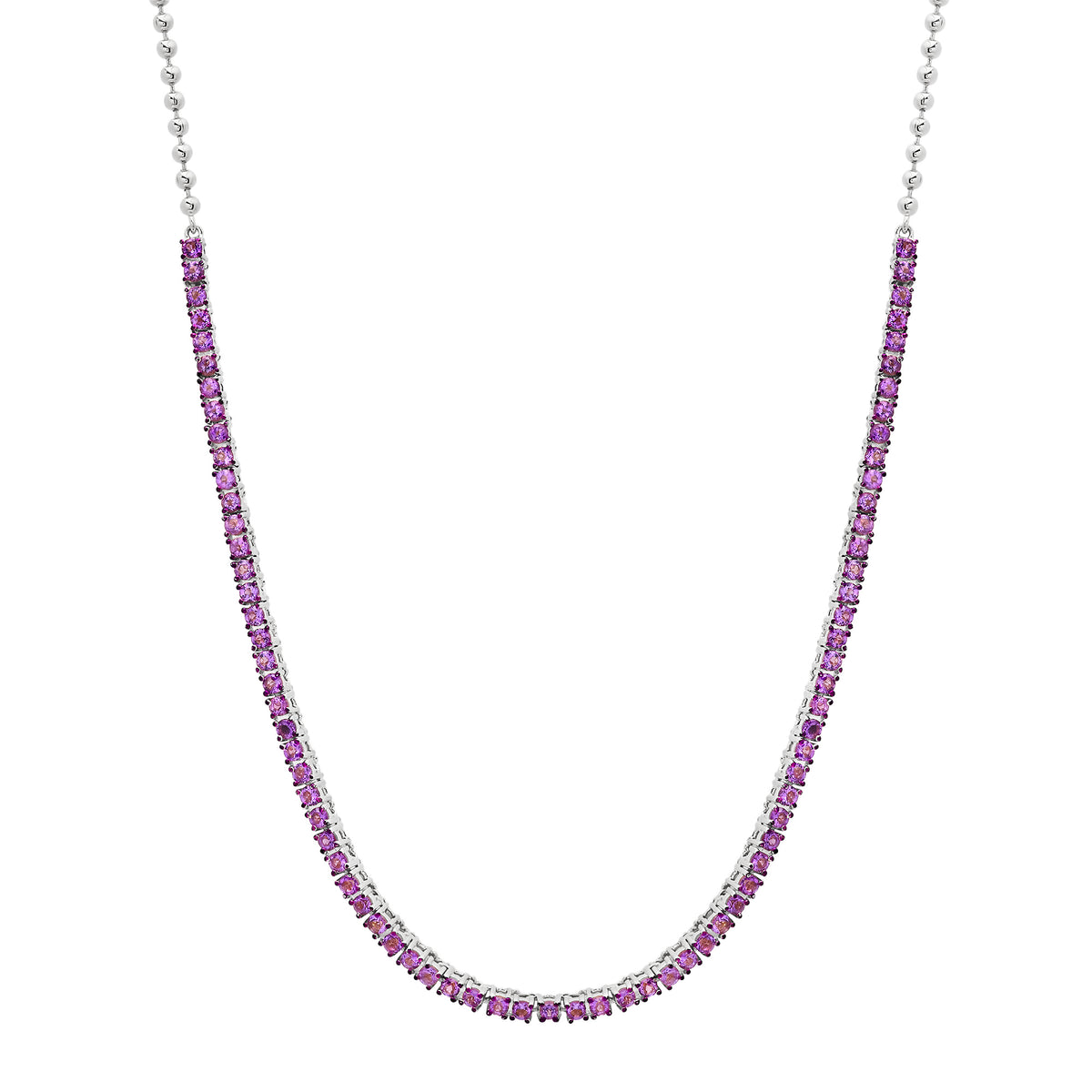 Prong Set Gemstone 1/2 Tennis Necklace