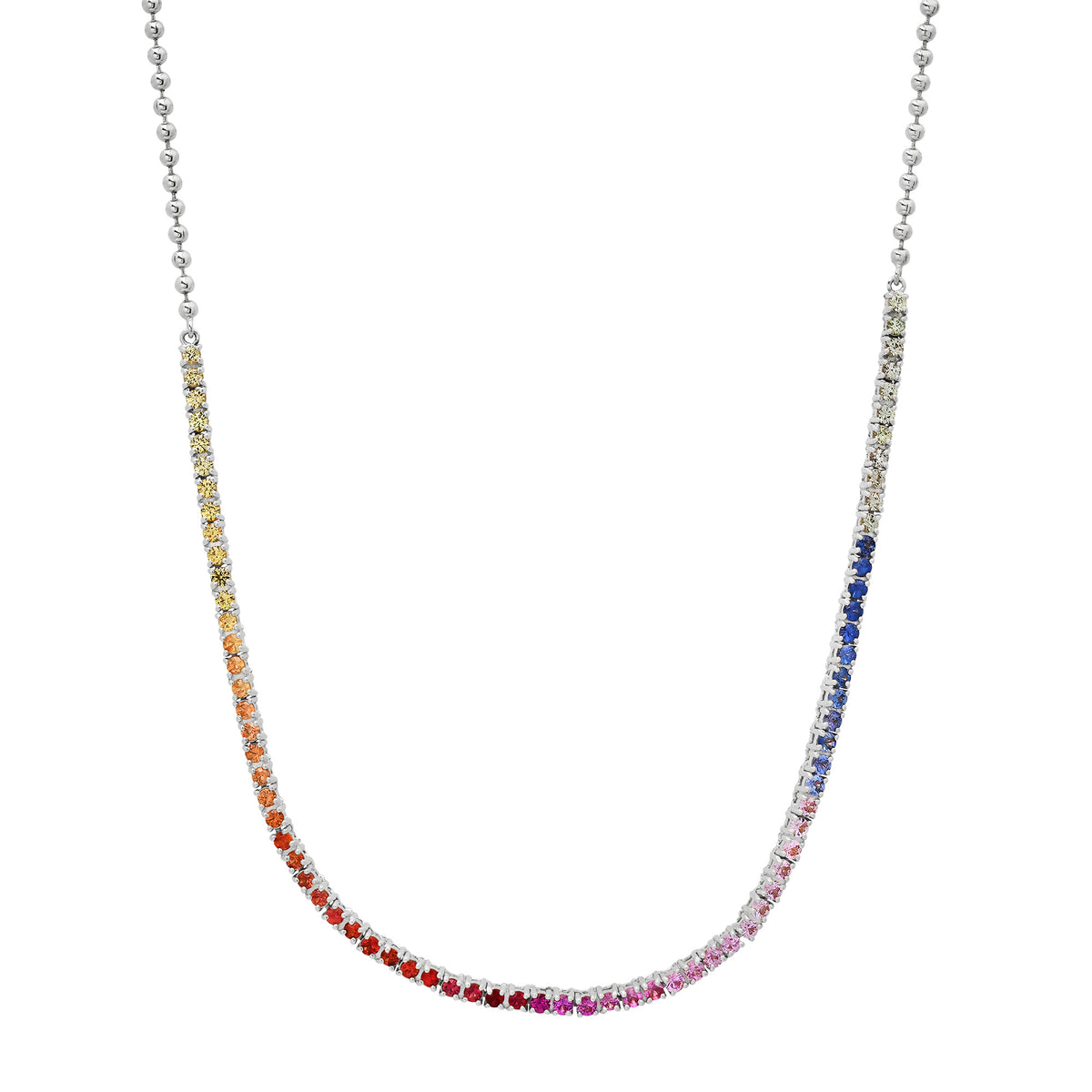 Prong Set Gemstone 1/2 Tennis Necklace