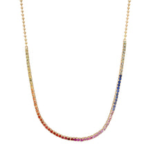 Prong Set Gemstone 1/2 Tennis Necklace