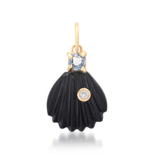 Black Onyx Shell Charm with Grey Spinel & Diamond
