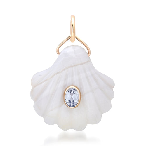 Laguna Agate Shell Charm with Grey Spinel
