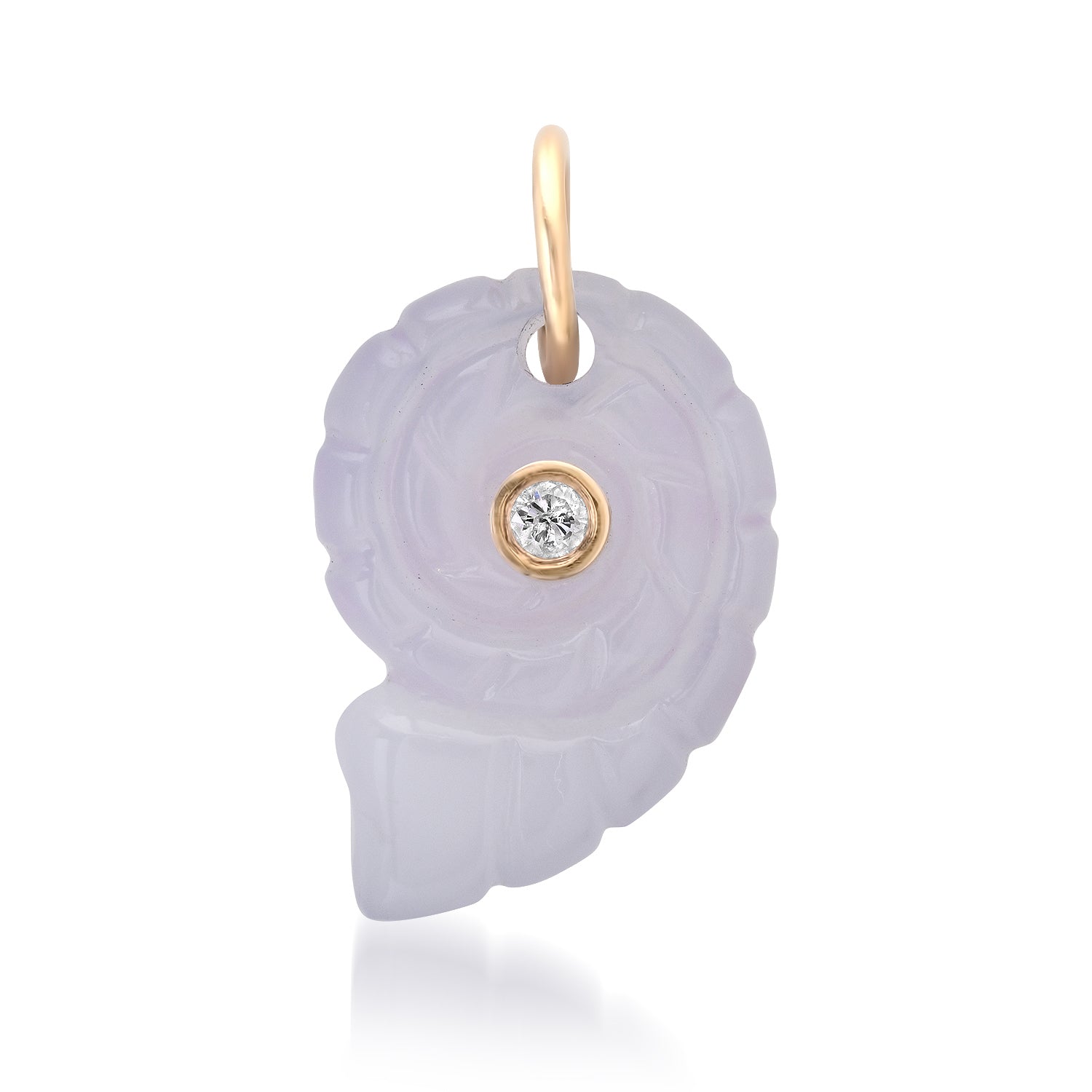 Chalcedony Shell with Diamonds & Rubies