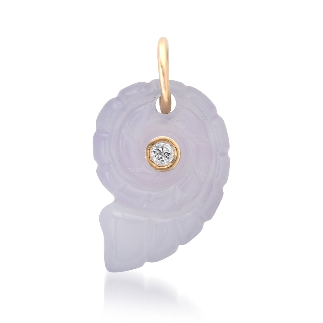 Chalcedony Shell with Diamonds & Rubies