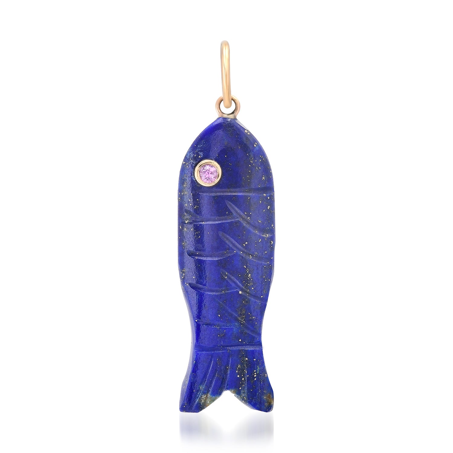 Perfect Poisson Carved Gemstone & Diamond Fish Charm