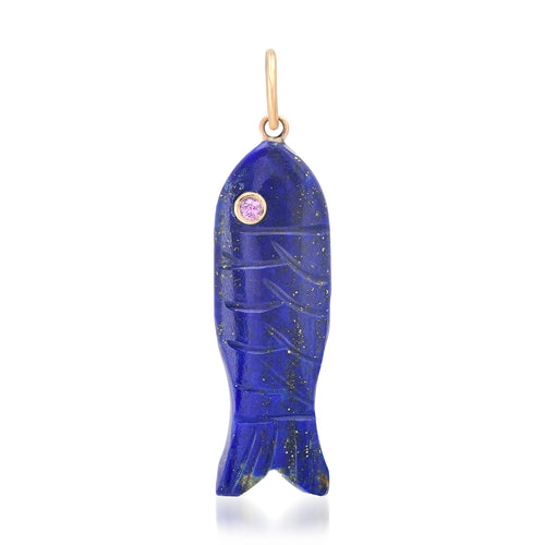 Perfect Poisson Carved Gemstone & Diamond Fish Charm