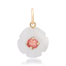 Flora White Moonstone & Pink Spinel Flower Charm