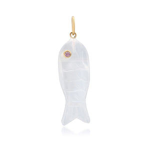 Perfect Poisson Carved Gemstone & Diamond Fish Charm