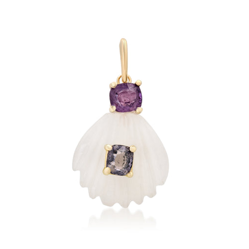 Moonstone Seashell with Spinel Charm