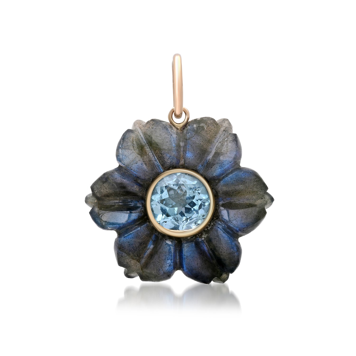 Flora Labradorite & Blue Topaz Flower Charm