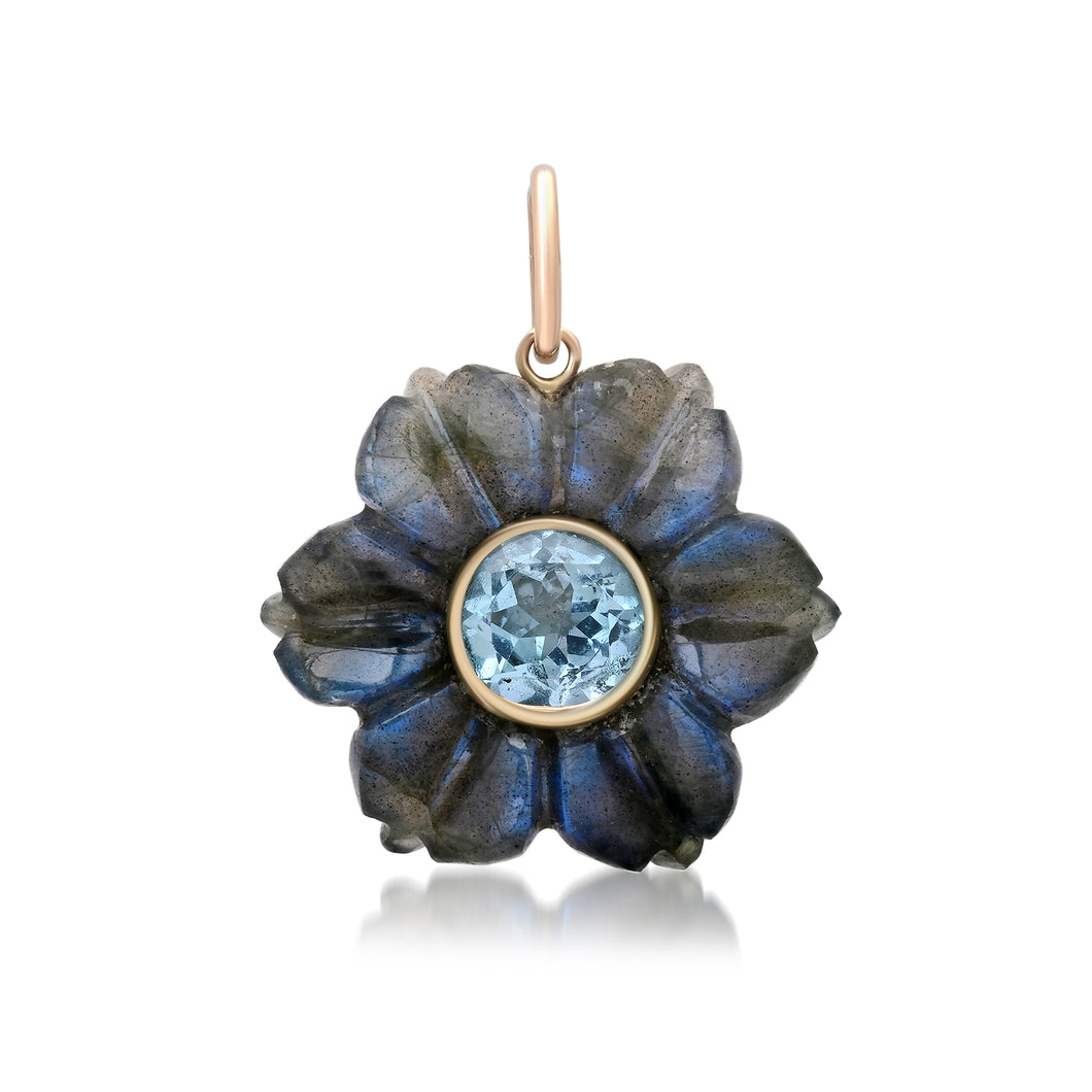 Flora Labradorite & Blue Topaz Flower Charm