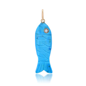 Perfect Poisson Carved Gemstone & Diamond Fish Charm