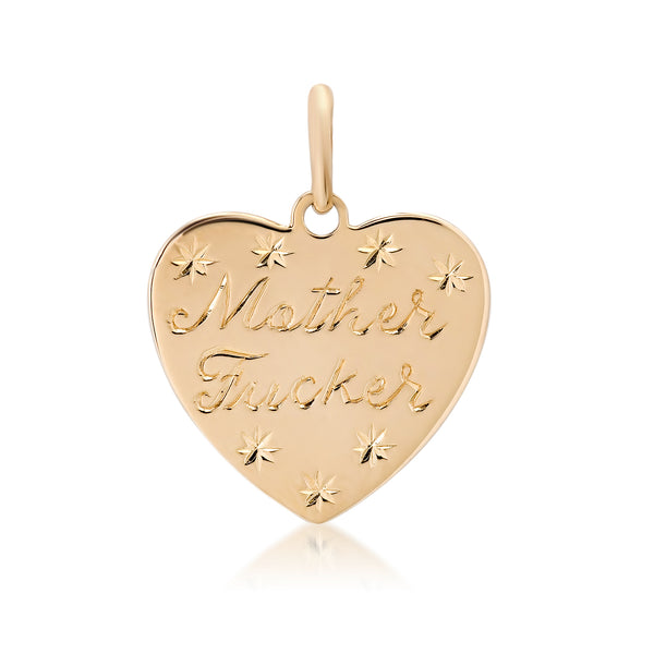 Customizable Double Sided Heart Charm with Engraved Stars