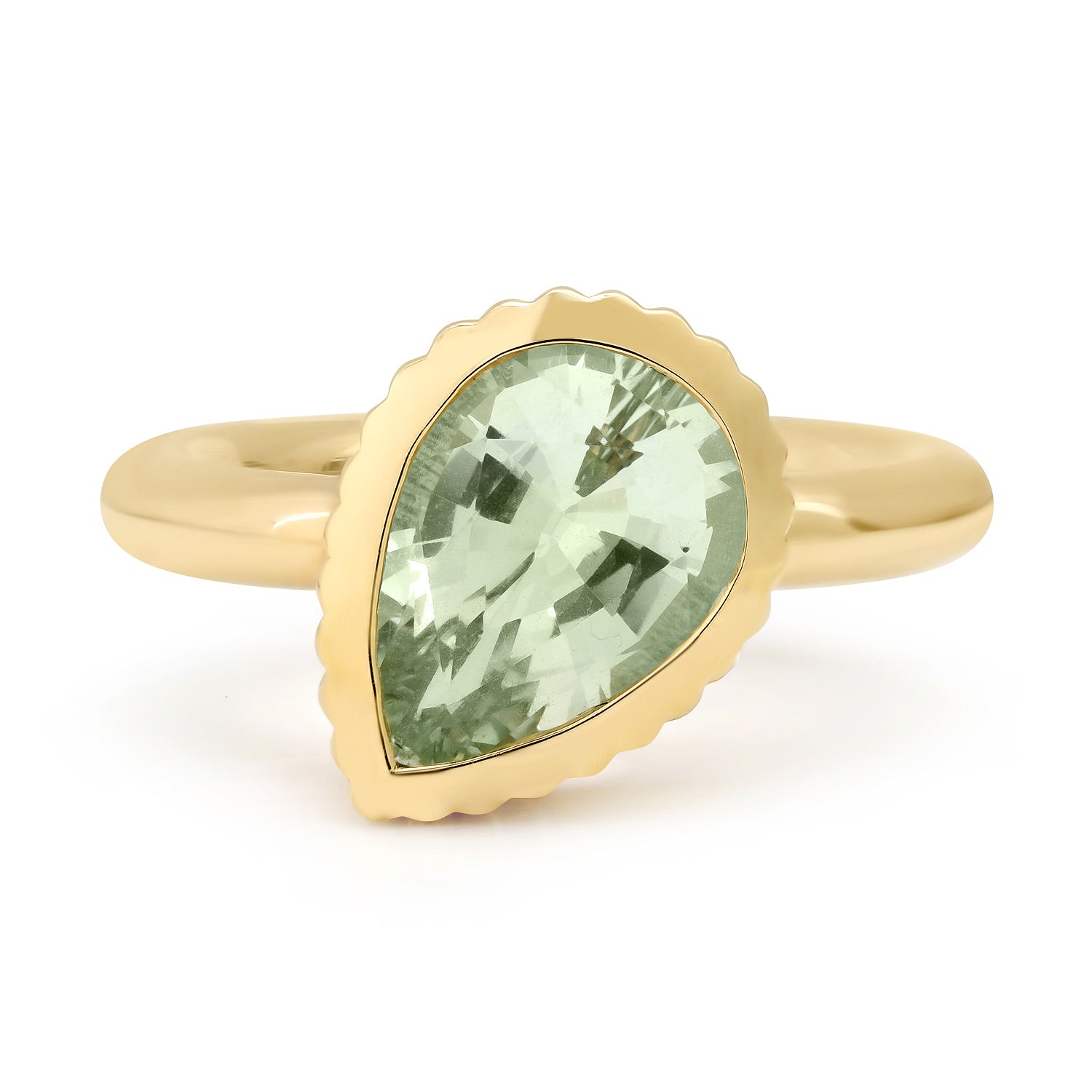 Dream in Technicolor Bezel Pear Mint Beryl Ring