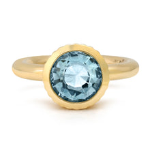 Dream in Technicolor Bezel Round Aquamarine Ring
