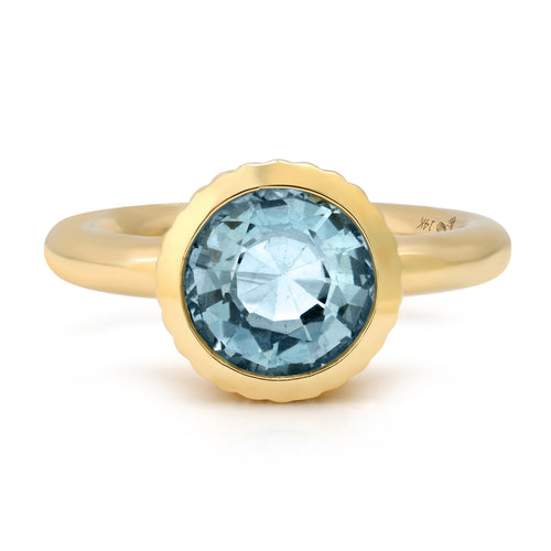 Dream in Technicolor Bezel Round Aquamarine Ring