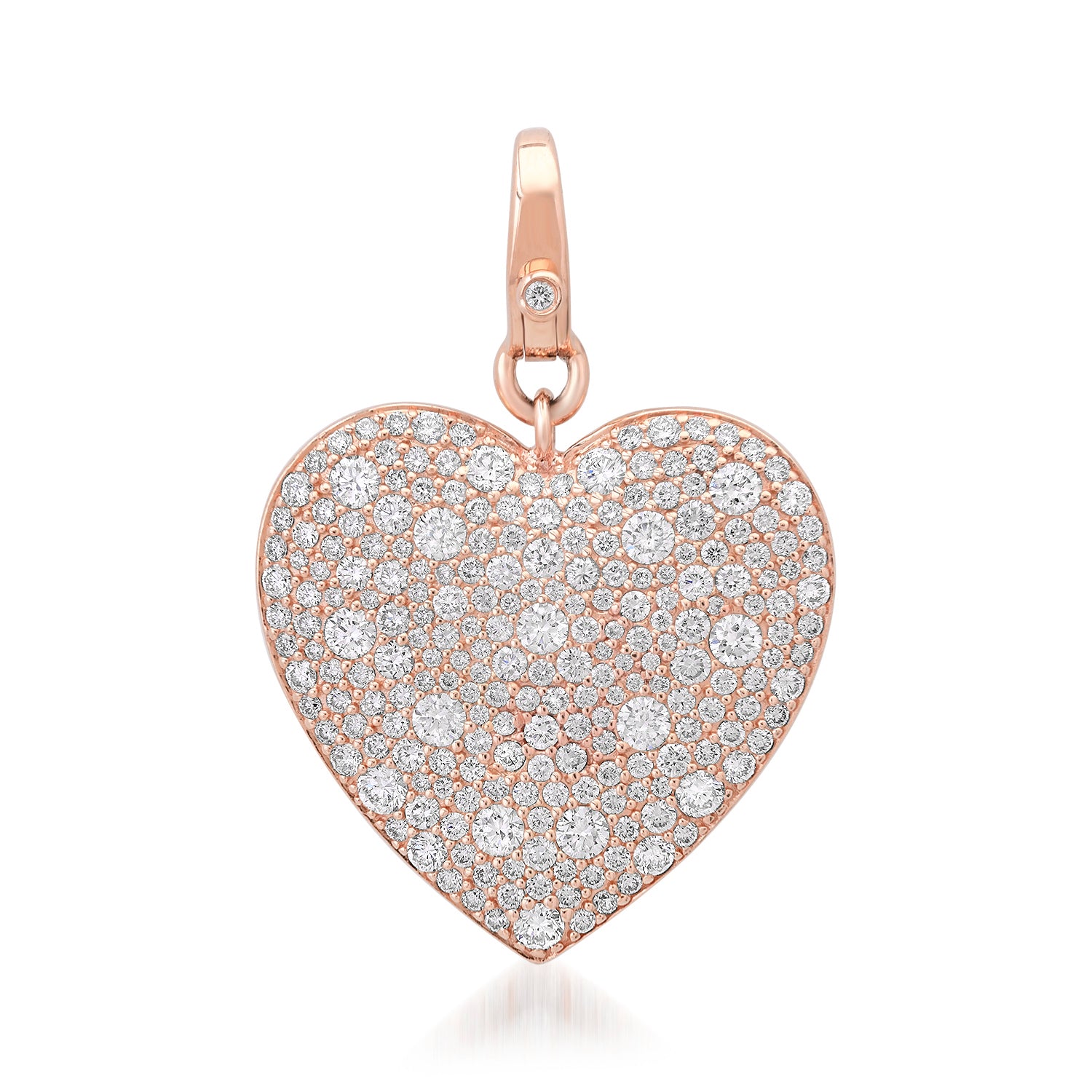 Domed Double Sided Stars & Scattered Pave Diamond Heart Charm