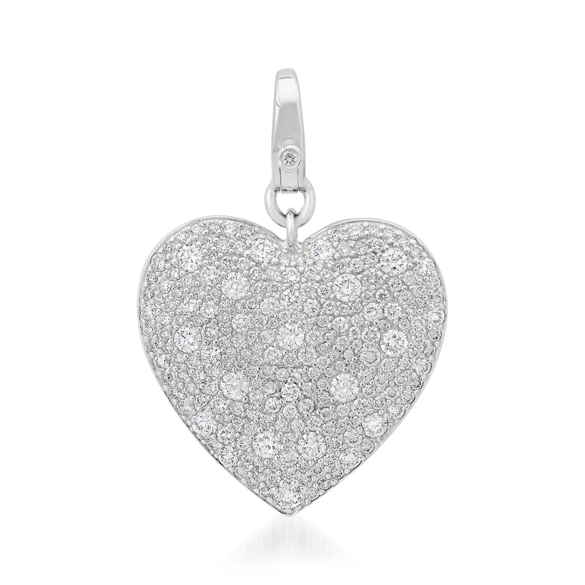 Domed Double Sided Stars & Scattered Pave Diamond Heart Charm