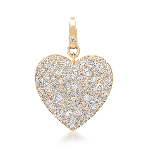Domed Double Sided Stars & Scattered Pave Diamond Heart Charm