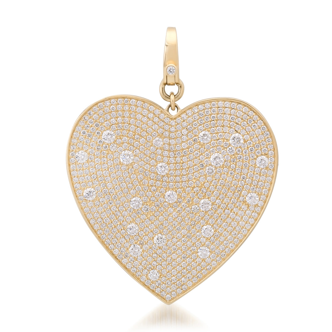 Jumbo Scattered Pave Diamond Mosaic Heart Charm