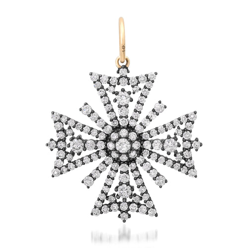 Diamond Maltese Cross Charm with Black Rhodium