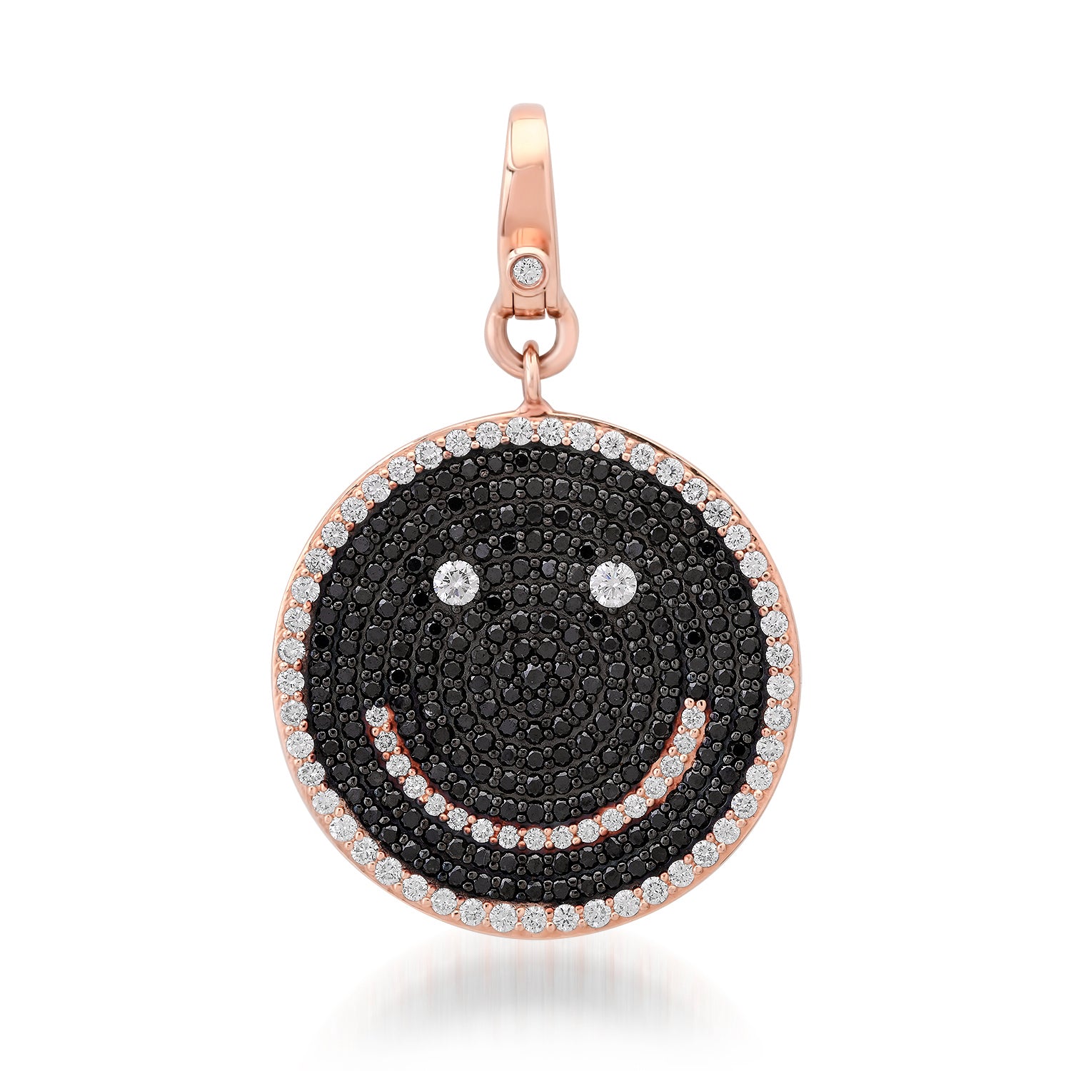 Jumbo Black & White Diamond Smiley Face Charm