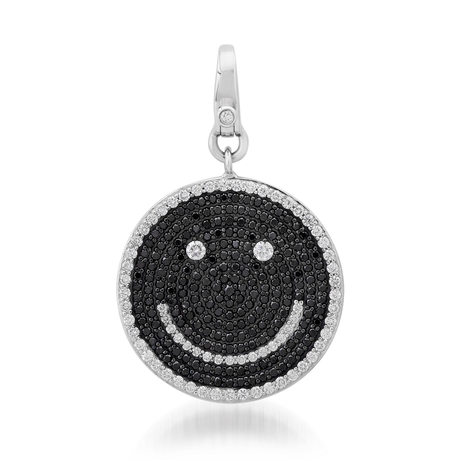 Jumbo Black & White Diamond Smiley Face Charm
