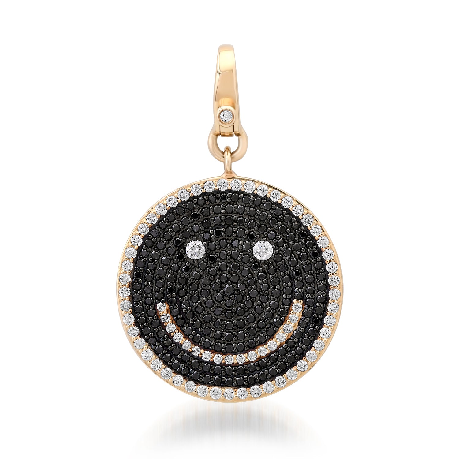 Jumbo Black & White Diamond Smiley Face Charm
