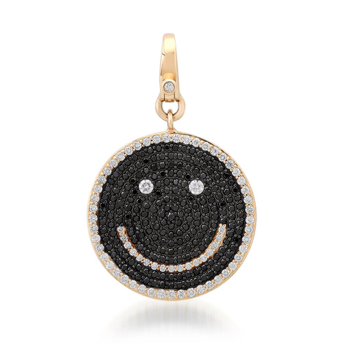 Jumbo Black & White Diamond Smiley Face Charm