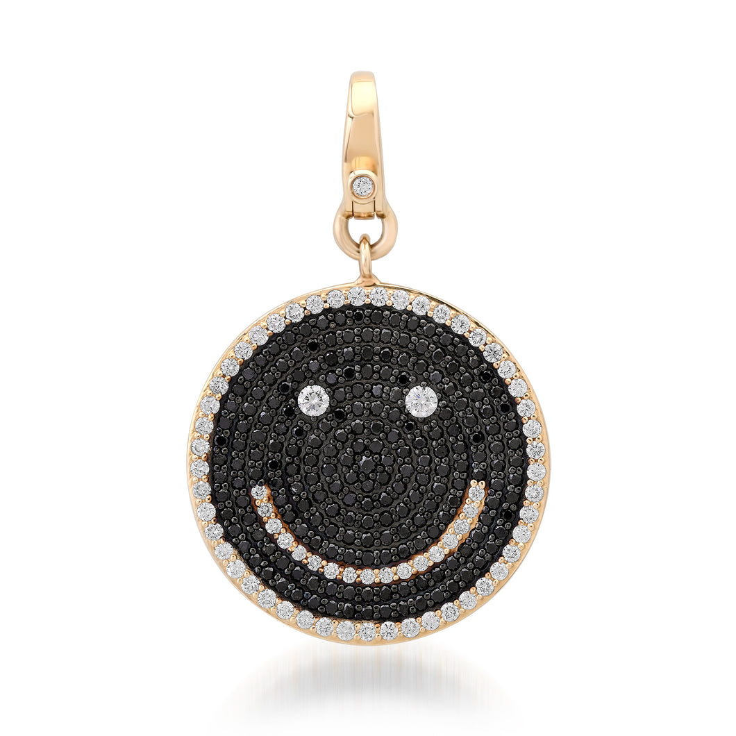 Jumbo Black & White Diamond Smiley Face Charm