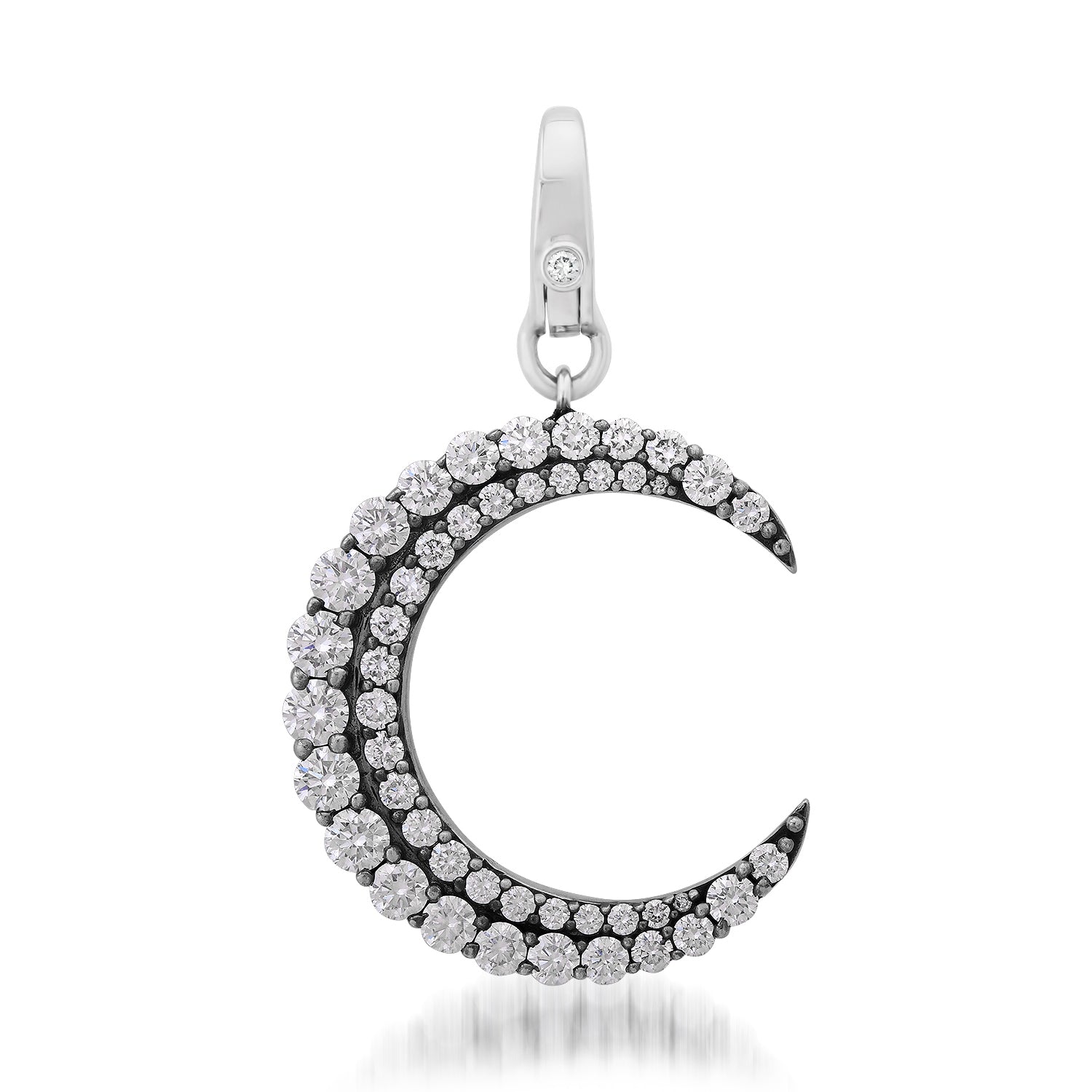 Diamond Crescent Moon Charm with Black Rhodium