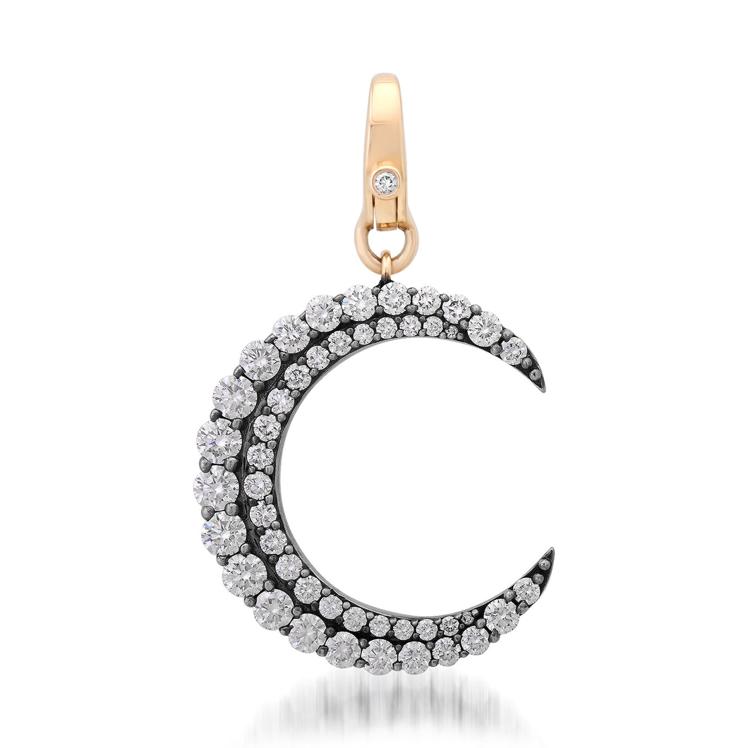 Diamond Crescent Moon Charm with Black Rhodium