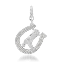 Kicking up Sparkle Pave Diamond Horseshoe & Cowboy Boot Charm