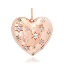 Double-Sided Diamond Stars & Flower Accented Puffy Heart Charm