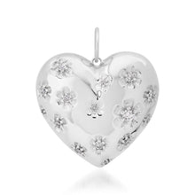 Double-Sided Diamond Stars & Flower Accented Puffy Heart Charm