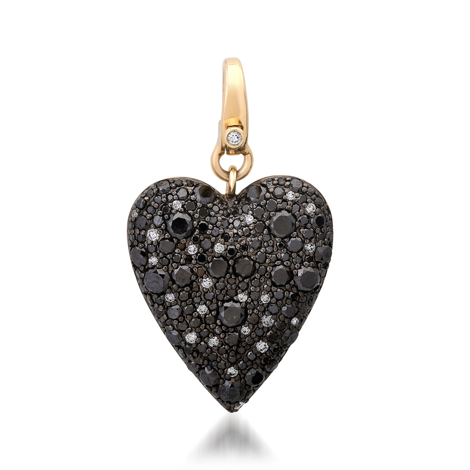 Scattered Black & White Diamond Heart Charm
