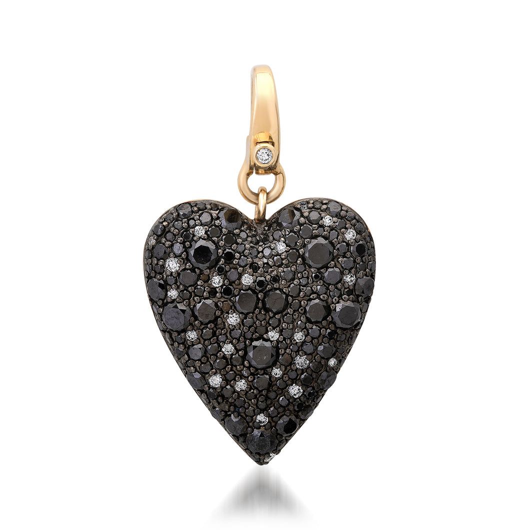 Scattered Black & White Diamond Heart Charm